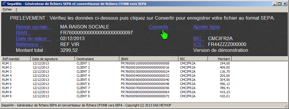 Logiciel SEPA Convertisseur EXCEL SEPA