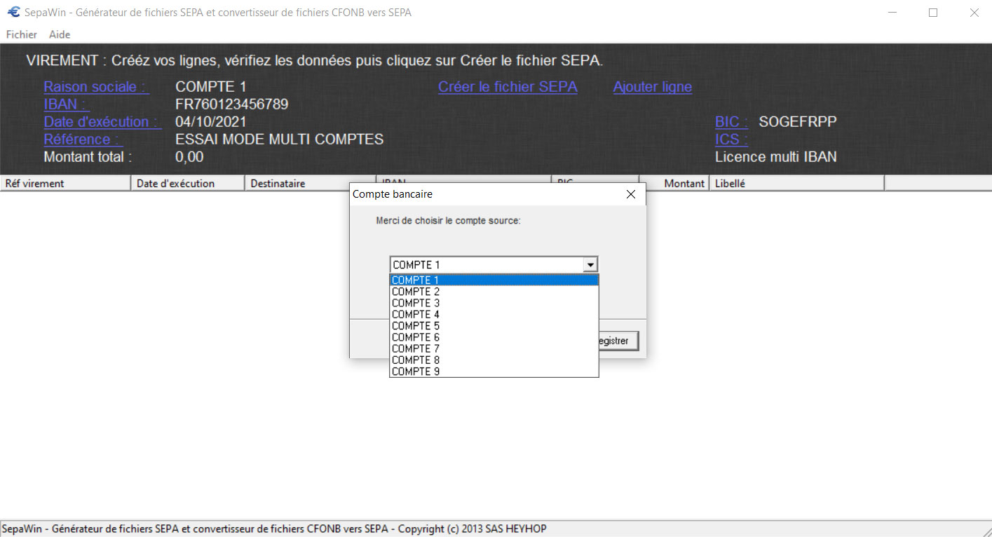 Logiciel SEPA multi-comptes bancaires